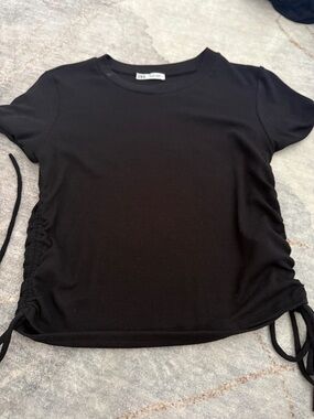 Zara Black Short Sleeve Tee with Side Ties